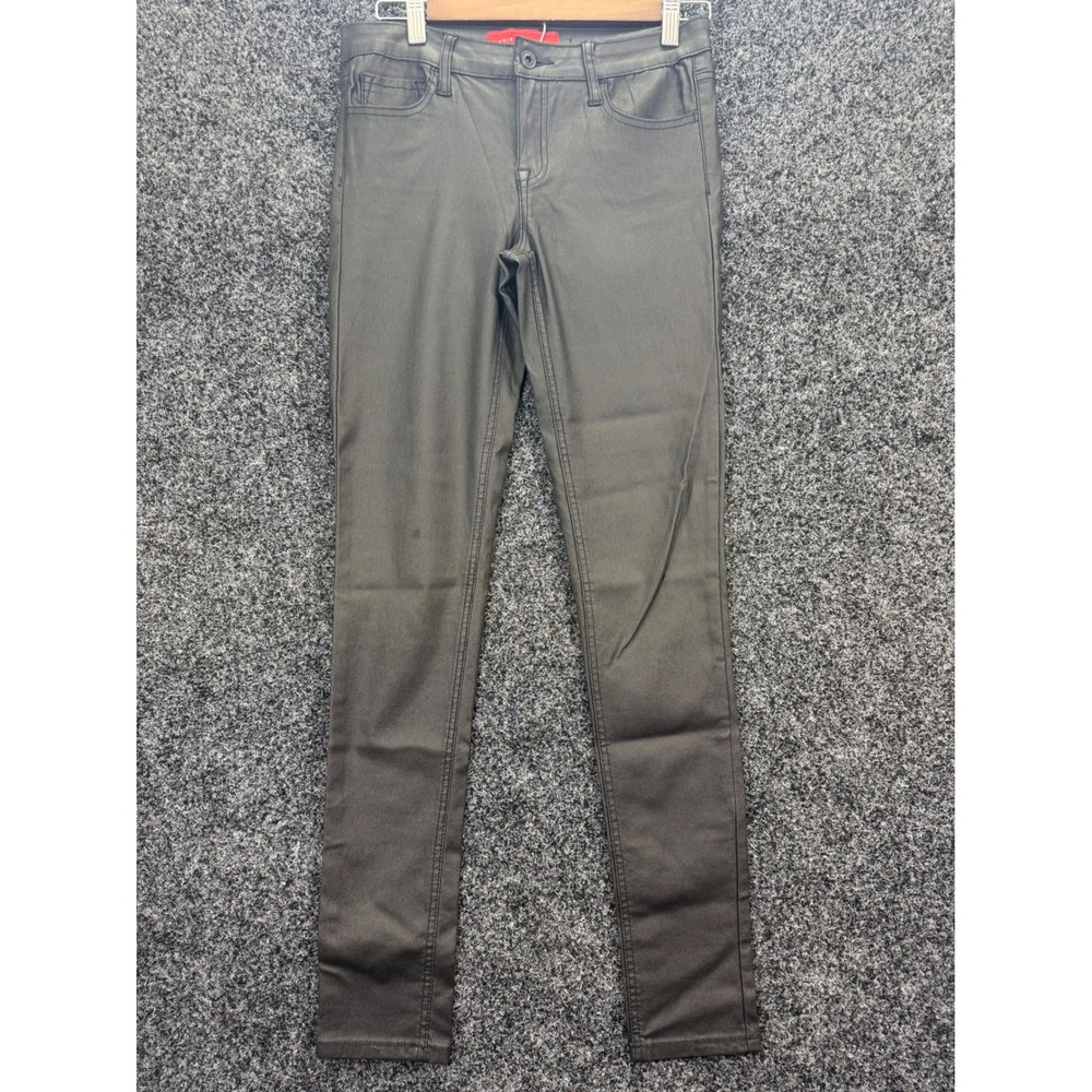 Akira Chicago‎ Red Label Black Coated Faux Leather Skinny Pants Womens Size 9